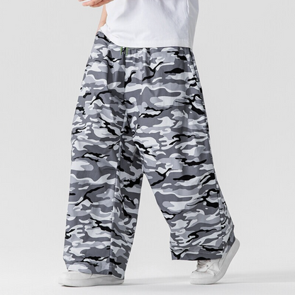 CAMOUFLAGE WIDE-LEG TROUSERS