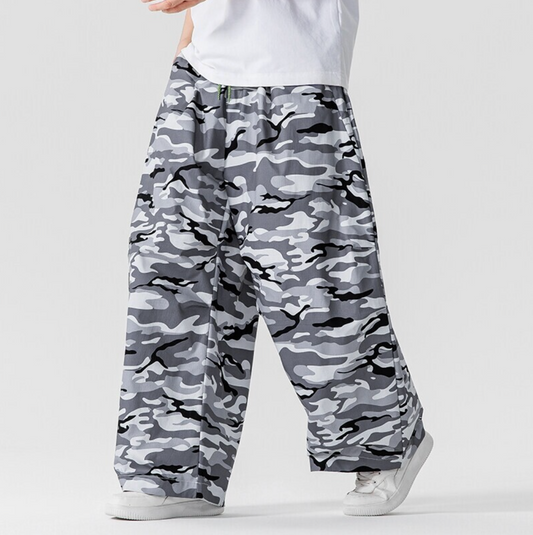 CAMOUFLAGE WIDE-LEG TROUSERS