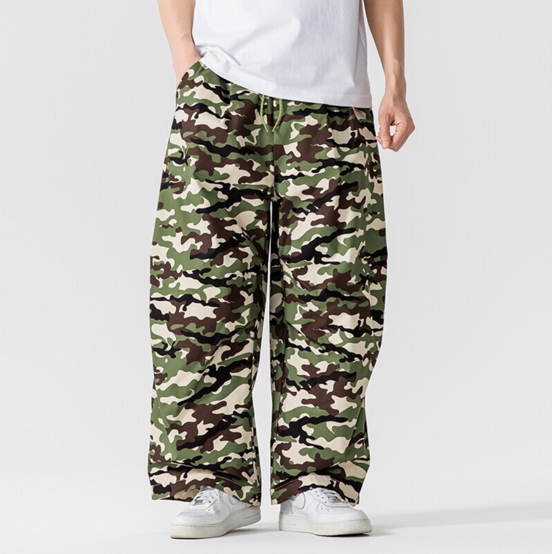 CAMOUFLAGE WIDE-LEG TROUSERS