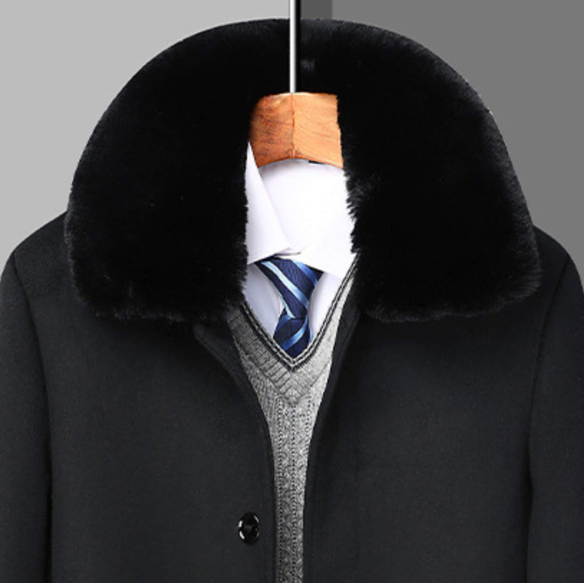Wool Fur Collar Coat