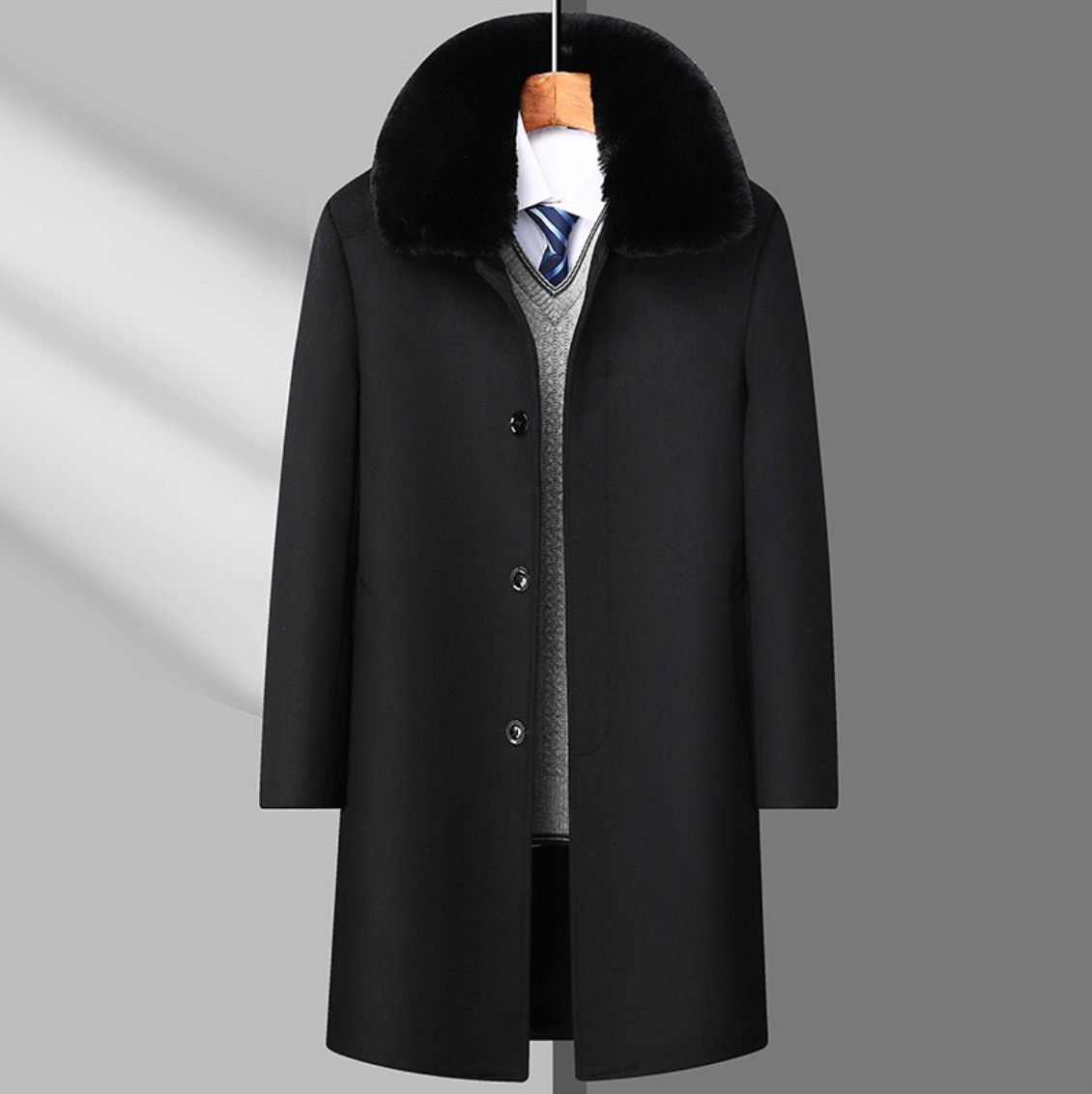Wool Fur Collar Coat