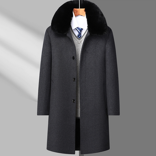 WOOL FUR COLLAR COAT