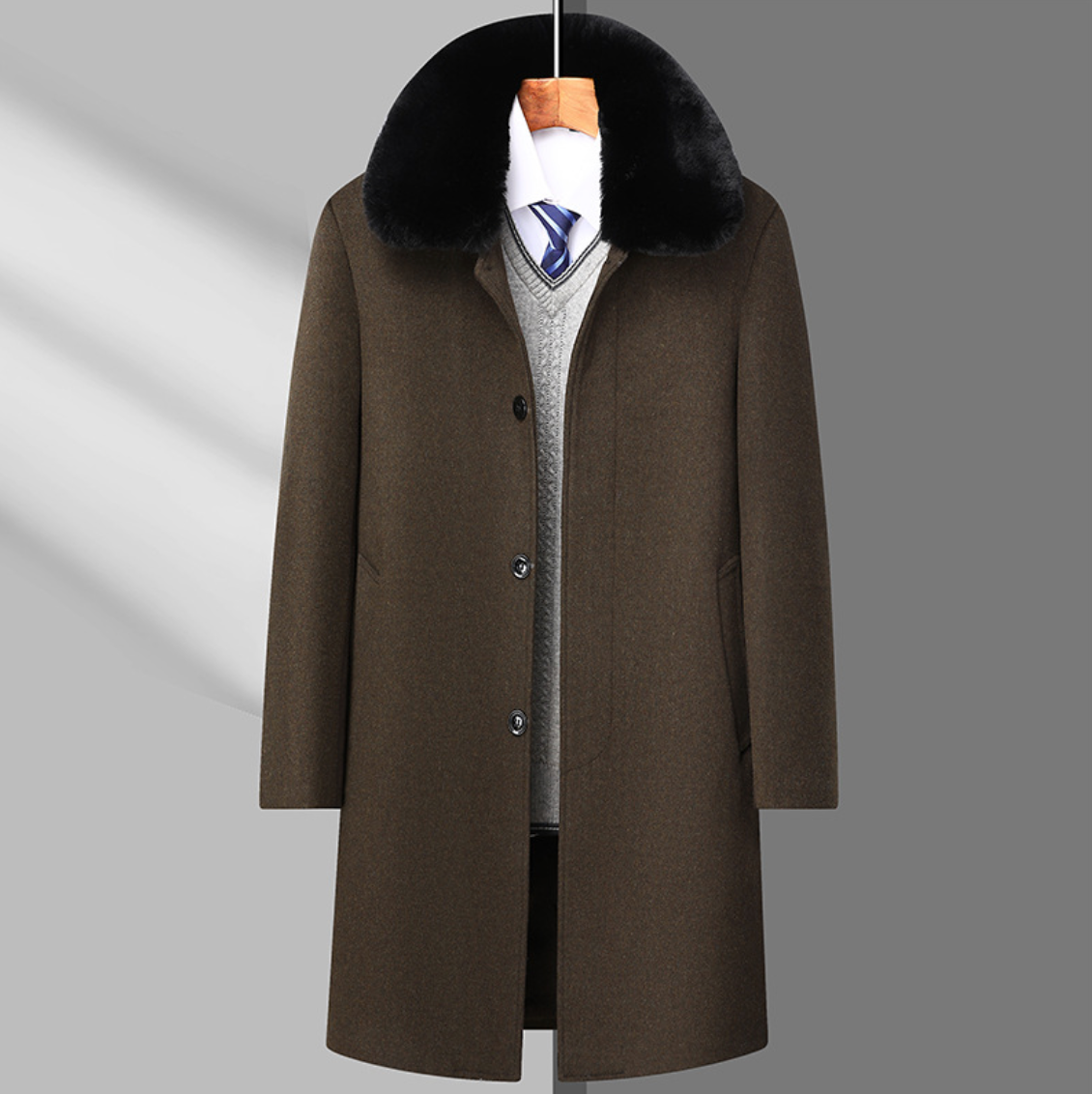 Wool Fur Collar Coat