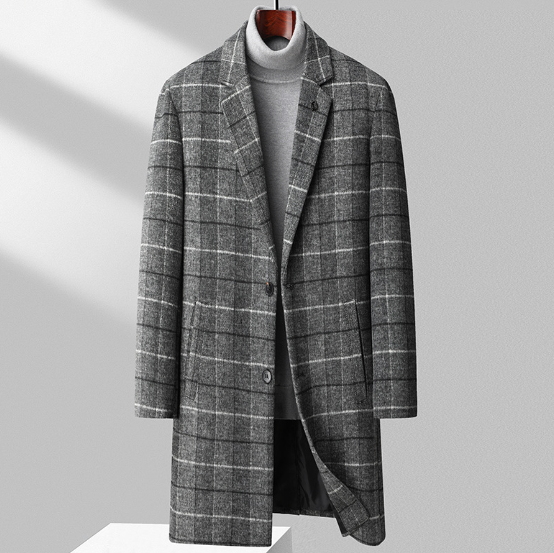 Vintage Windowpane Wool Coat