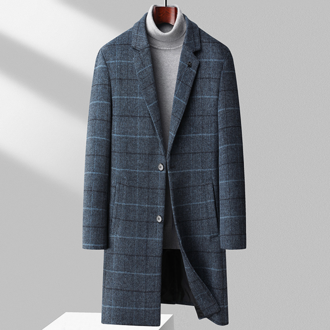 Vintage Windowpane Wool Coat