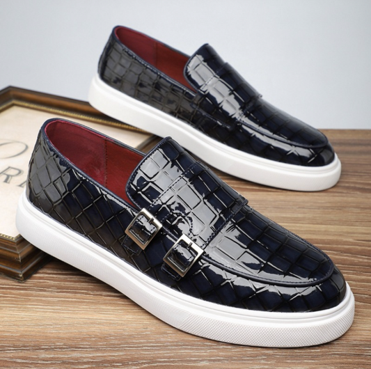 PATENT MONK SLIP ONS