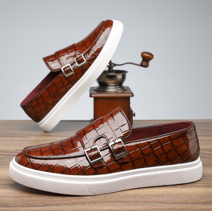PATENT MONK SLIP ONS