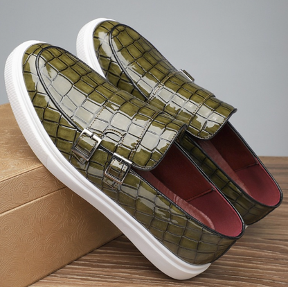 PATENT MONK SLIP ONS