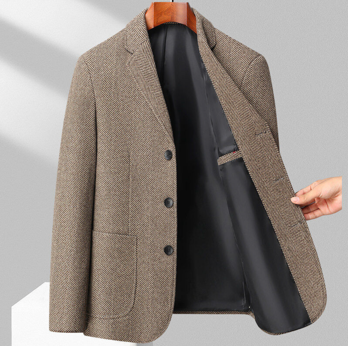HERRINGBONE WOOL BLAZER