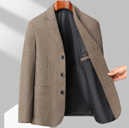 HERRINGBONE WOOL BLAZER