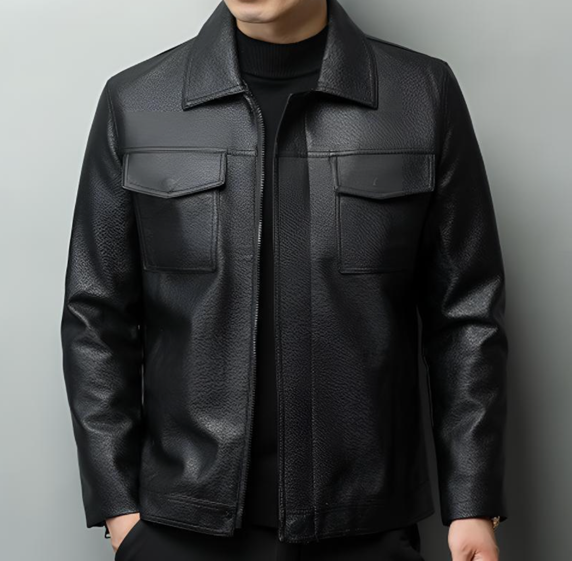 SHEEPSKIN LEATHER CASUAL JACKET
