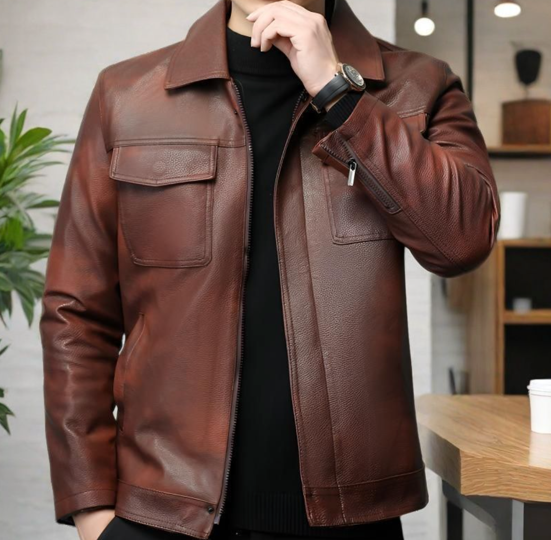 SHEEPSKIN LEATHER CASUAL JACKET