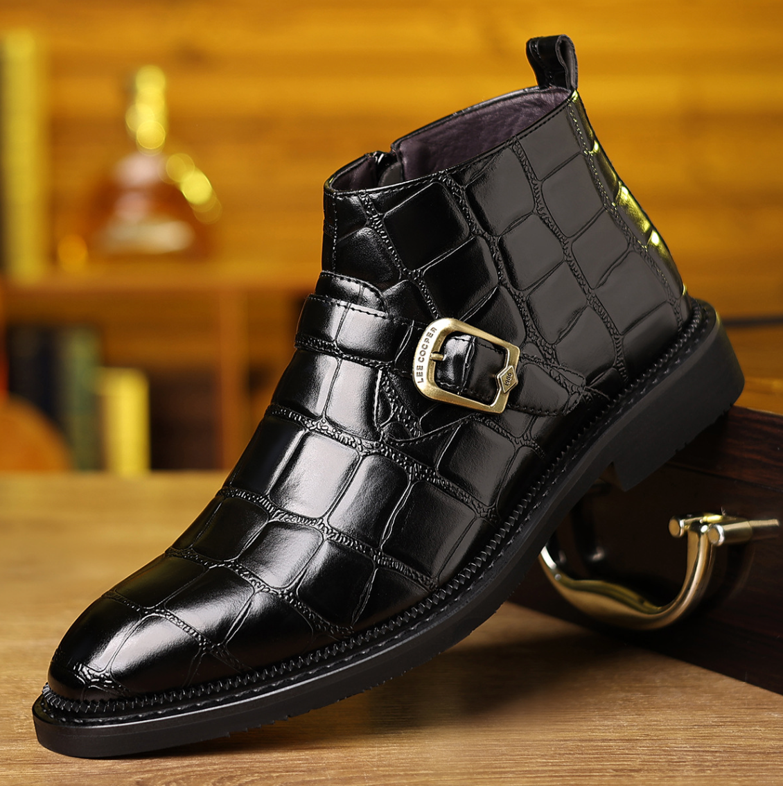 LEATHER CROC BOOTS