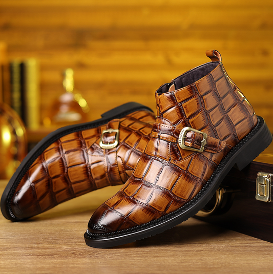 LEATHER CROC BOOTS