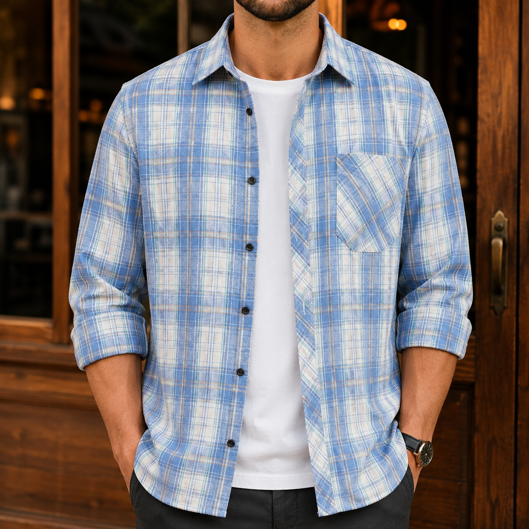 Plaid Button-Up Shirt