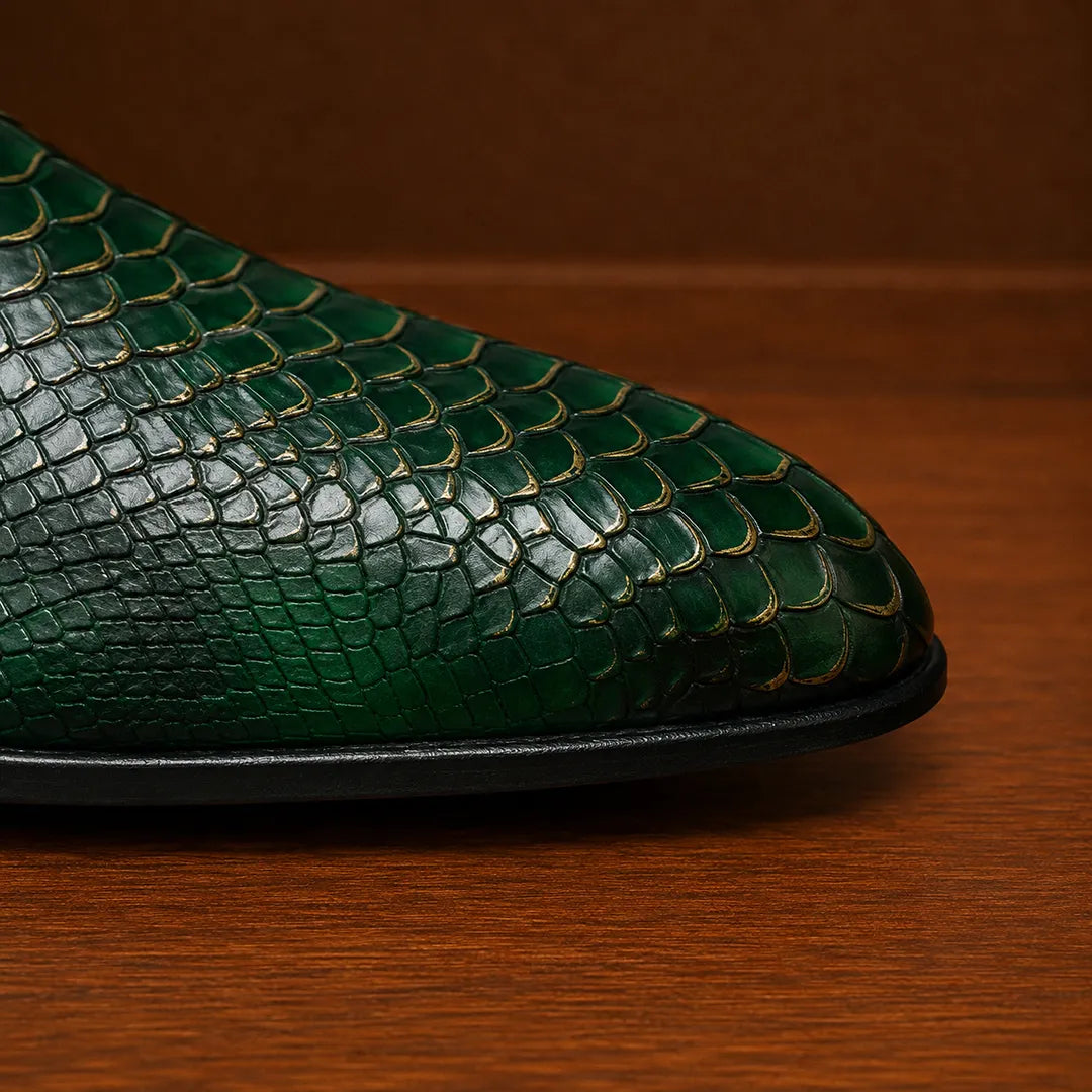 Snakeskin Print Loafers