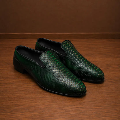 Snakeskin Print Loafers