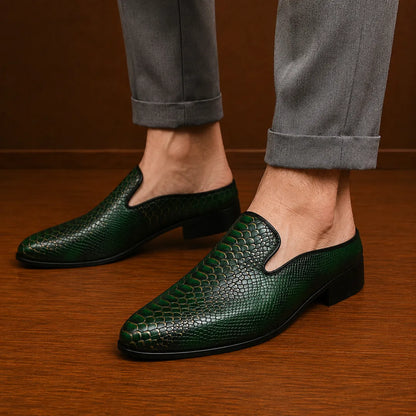 Snakeskin Print Loafers