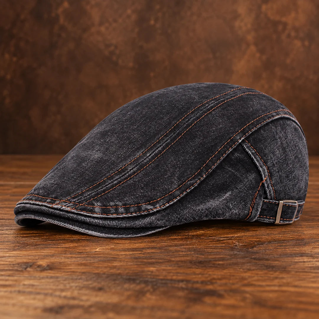 Stitched Buckle Flat Cap