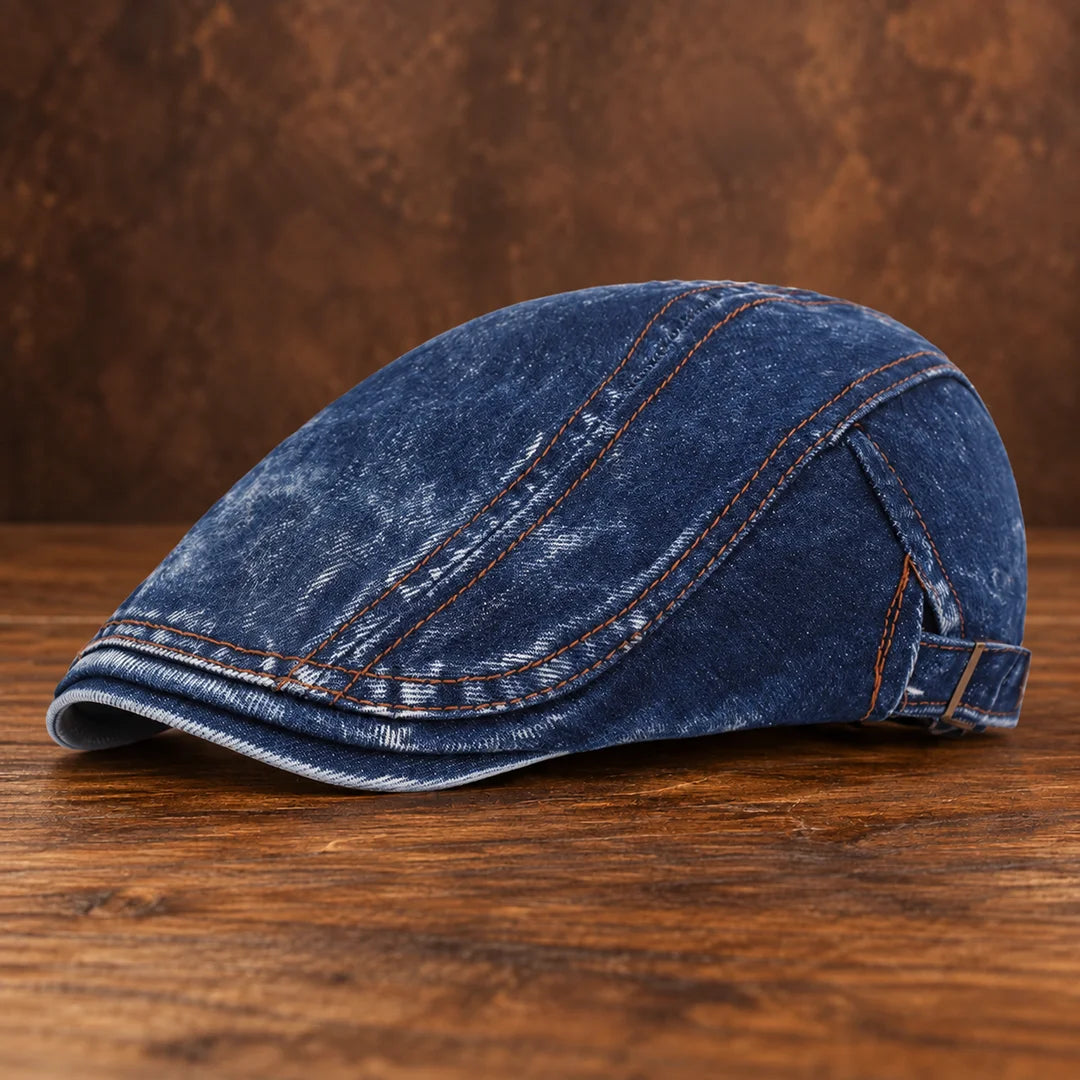 Stitched Buckle Flat Cap