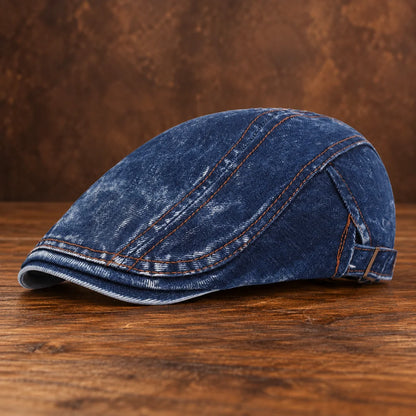 Stitched Buckle Flat Cap