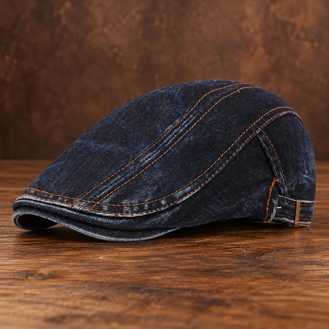 Stitched Buckle Flat Cap