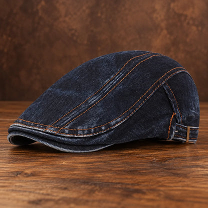 Stitched Buckle Flat Cap