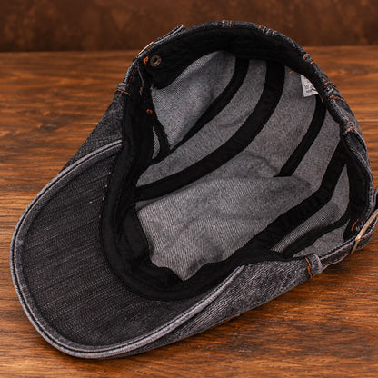 Stitched Buckle Flat Cap