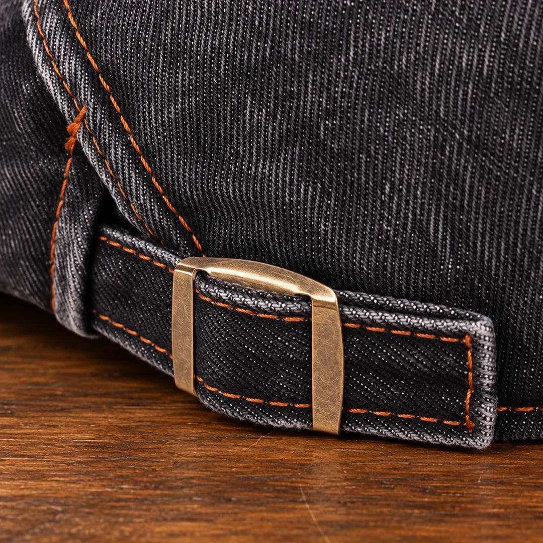 Stitched Buckle Flat Cap