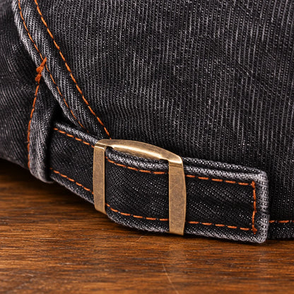 Stitched Buckle Flat Cap