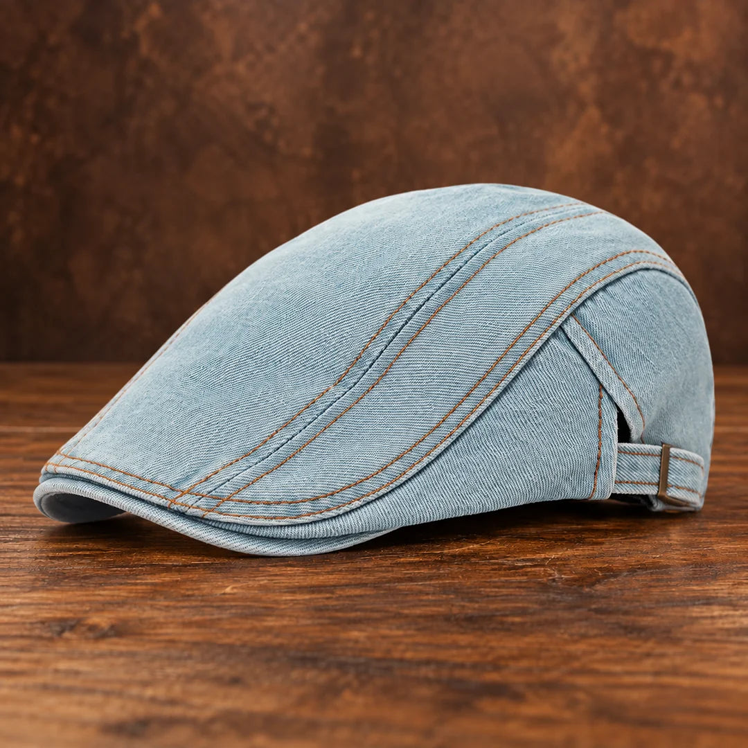 Stitched Buckle Flat Cap