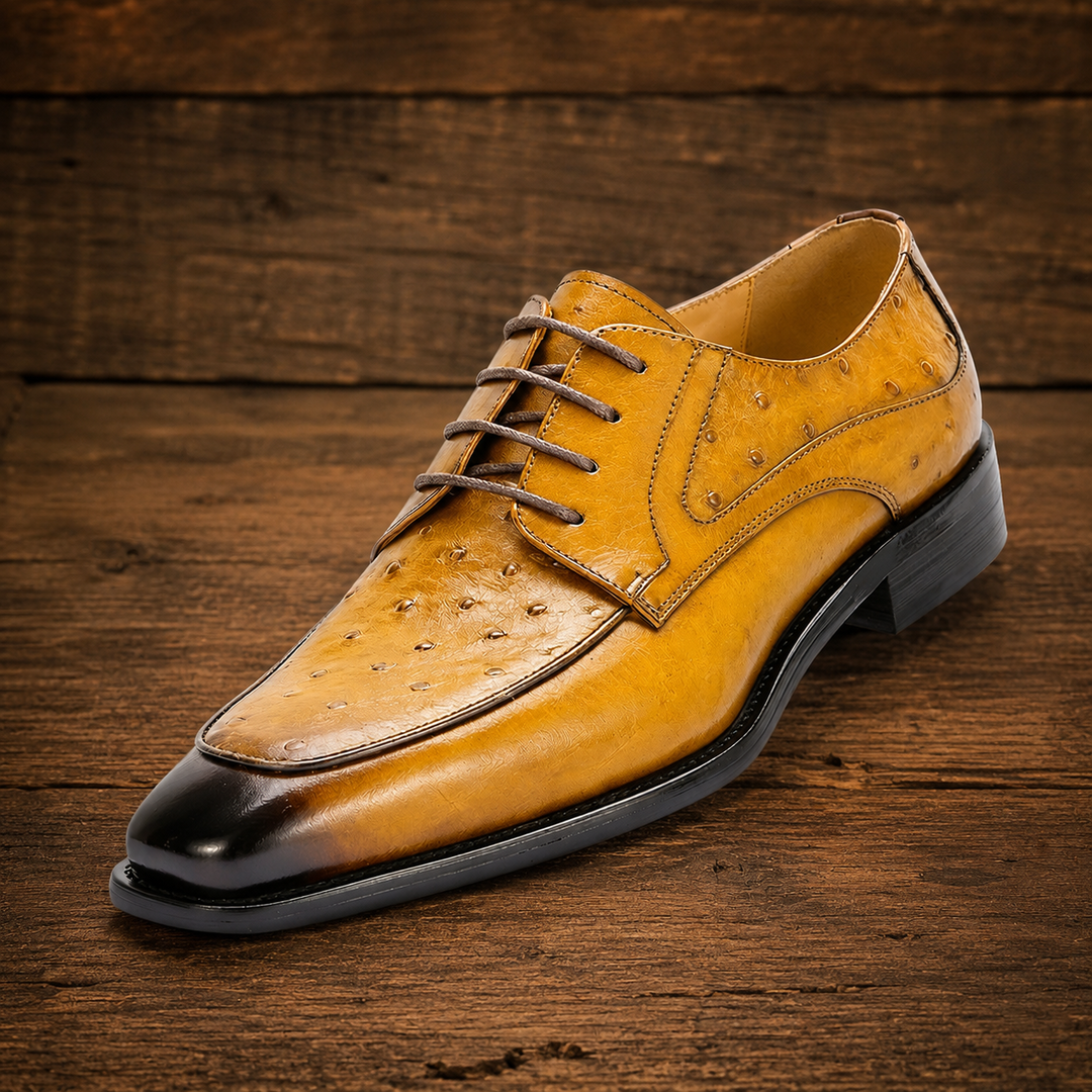 Ostrich Embossed Leather Shoes