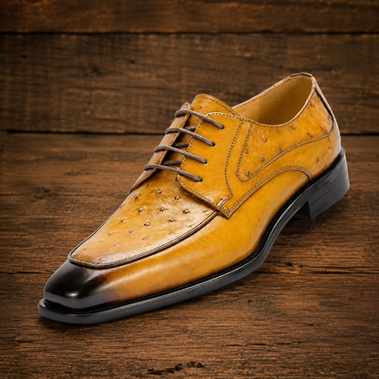 Ostrich Embossed Leather Shoes