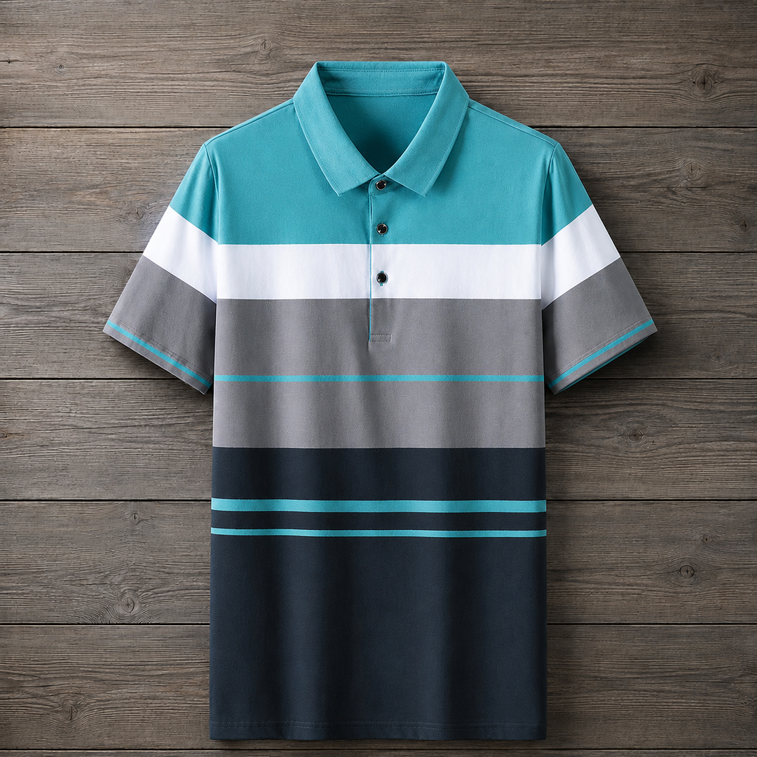 Striped Colorblock Polo Shirt