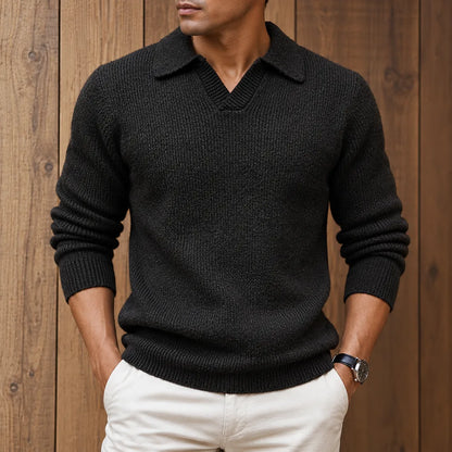 Textured Collared Knit Sweater