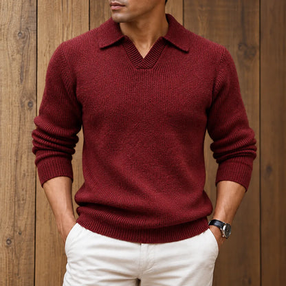 Textured Collared Knit Sweater
