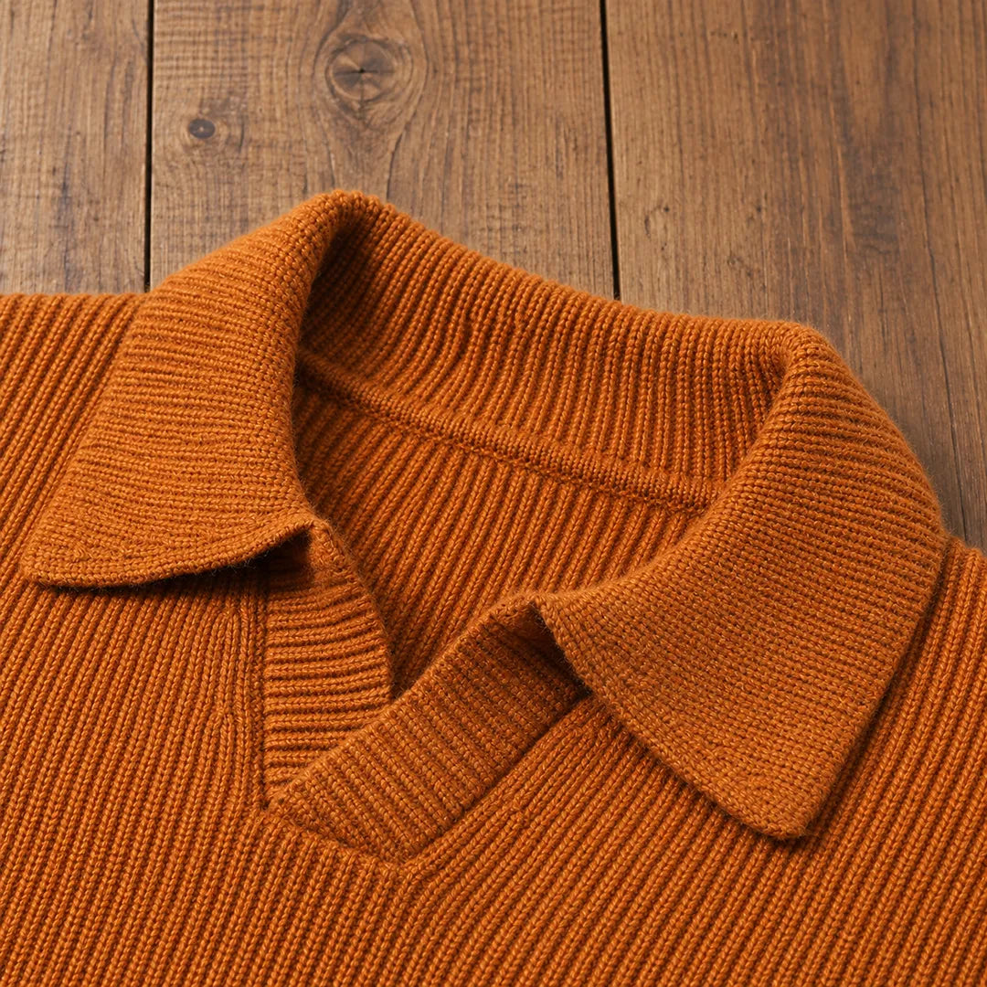 Textured Collared Knit Sweater