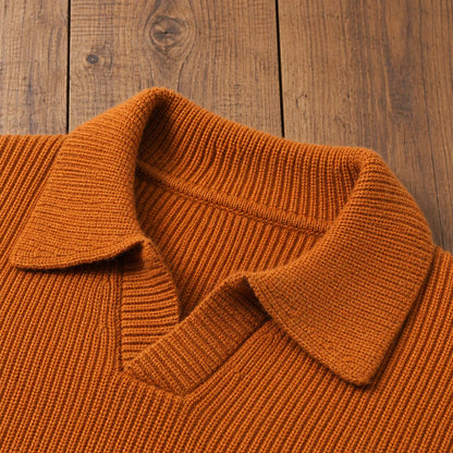 Textured Collared Knit Sweater