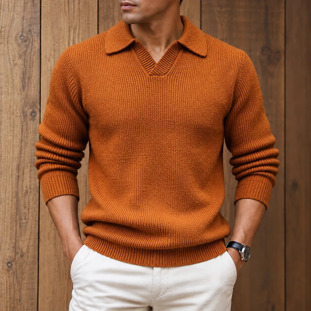 Textured Collared Knit Sweater
