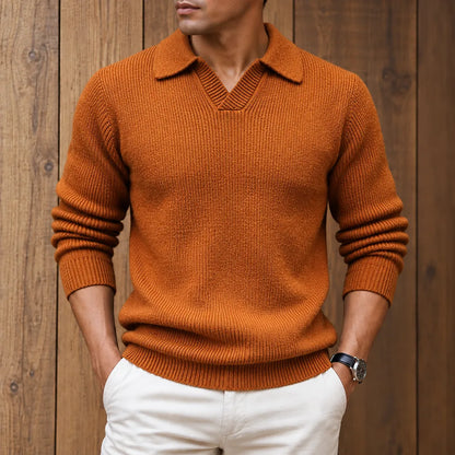 Textured Collared Knit Sweater