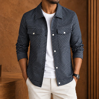 Textured Grid Shirt Jacket