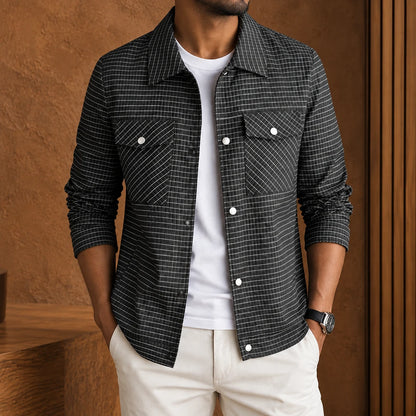 Textured Grid Shirt Jacket