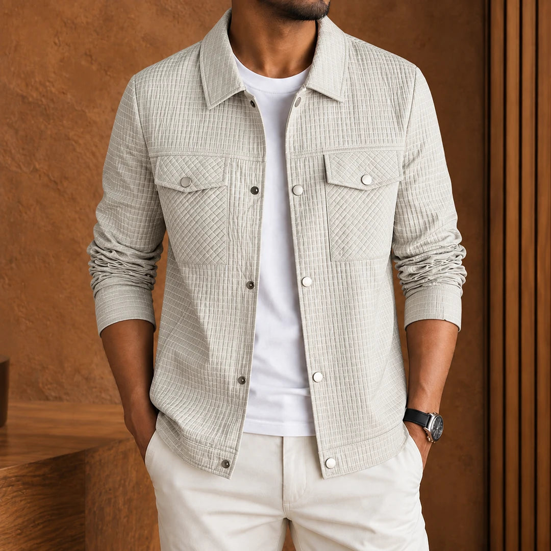 Textured Grid Shirt Jacket