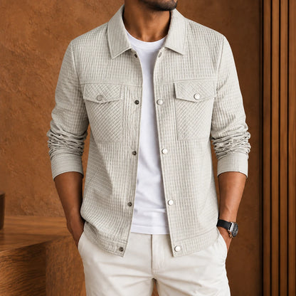 Textured Grid Shirt Jacket