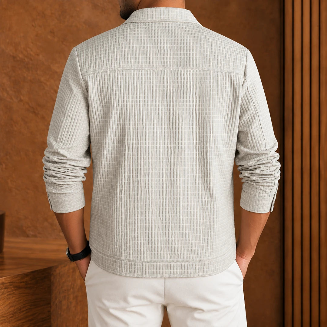 Textured Grid Shirt Jacket