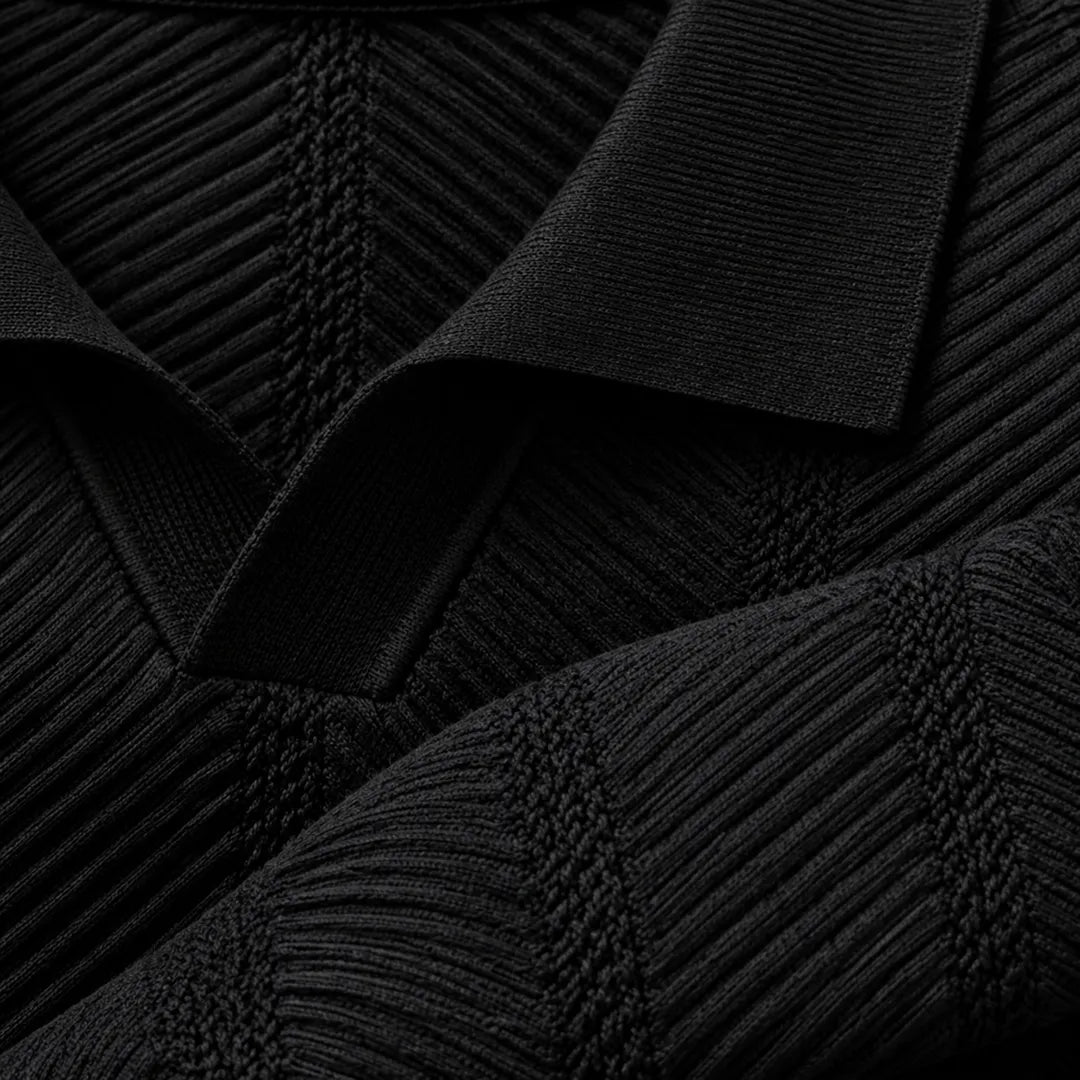 Textured Knit Polo Shirt