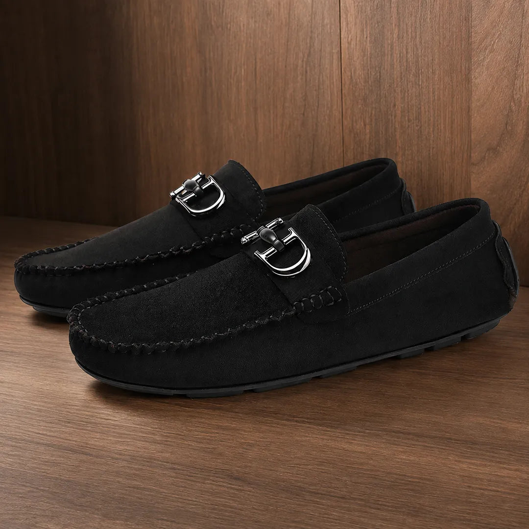 Textured Metal Bit Loafers