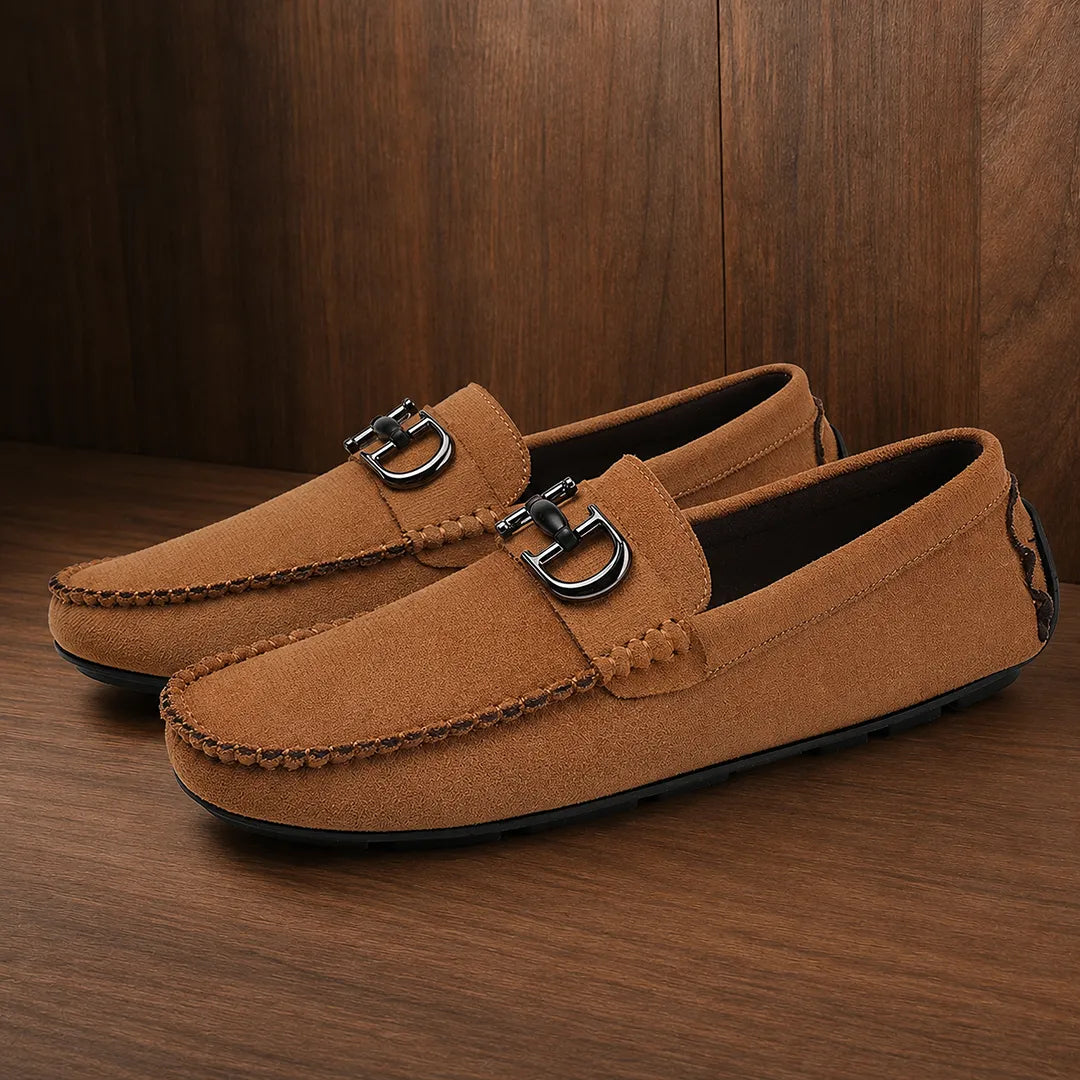 Textured Metal Bit Loafers