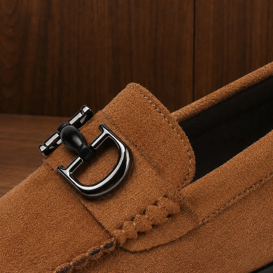 Textured Metal Bit Loafers