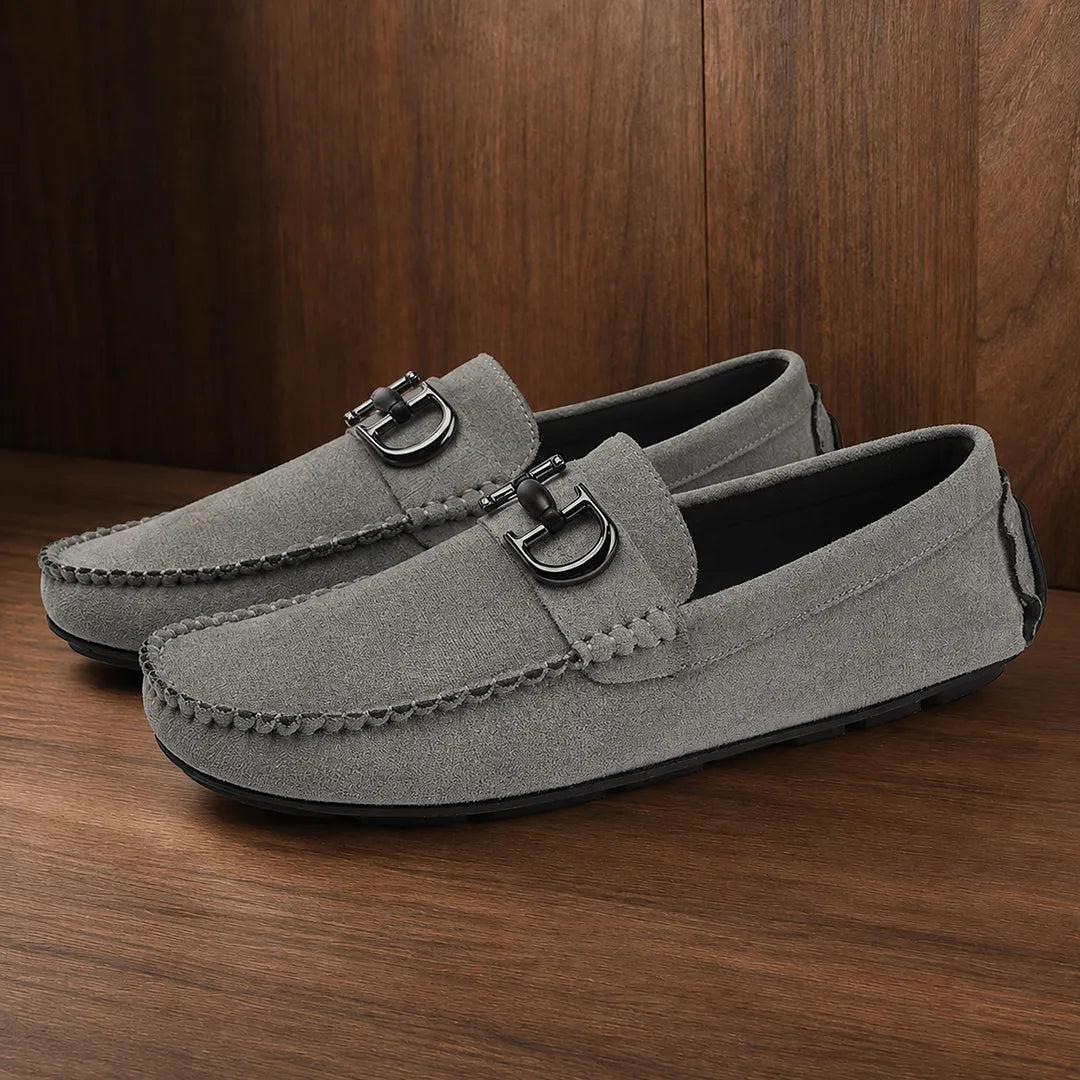 Textured Metal Bit Loafers